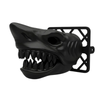 Black shark-shaped snorkel head on a white background